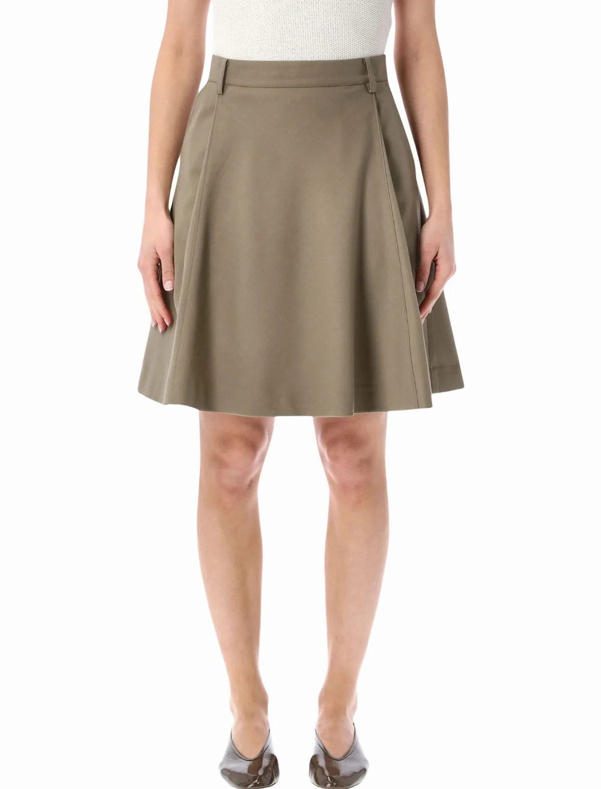 Flared Wool-blend Midi Skirt