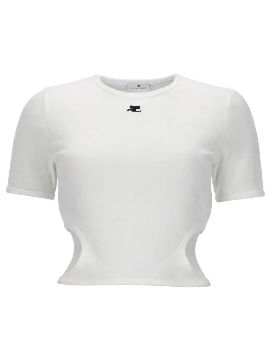 T-shirt cut Out Con Logo by Courrèges