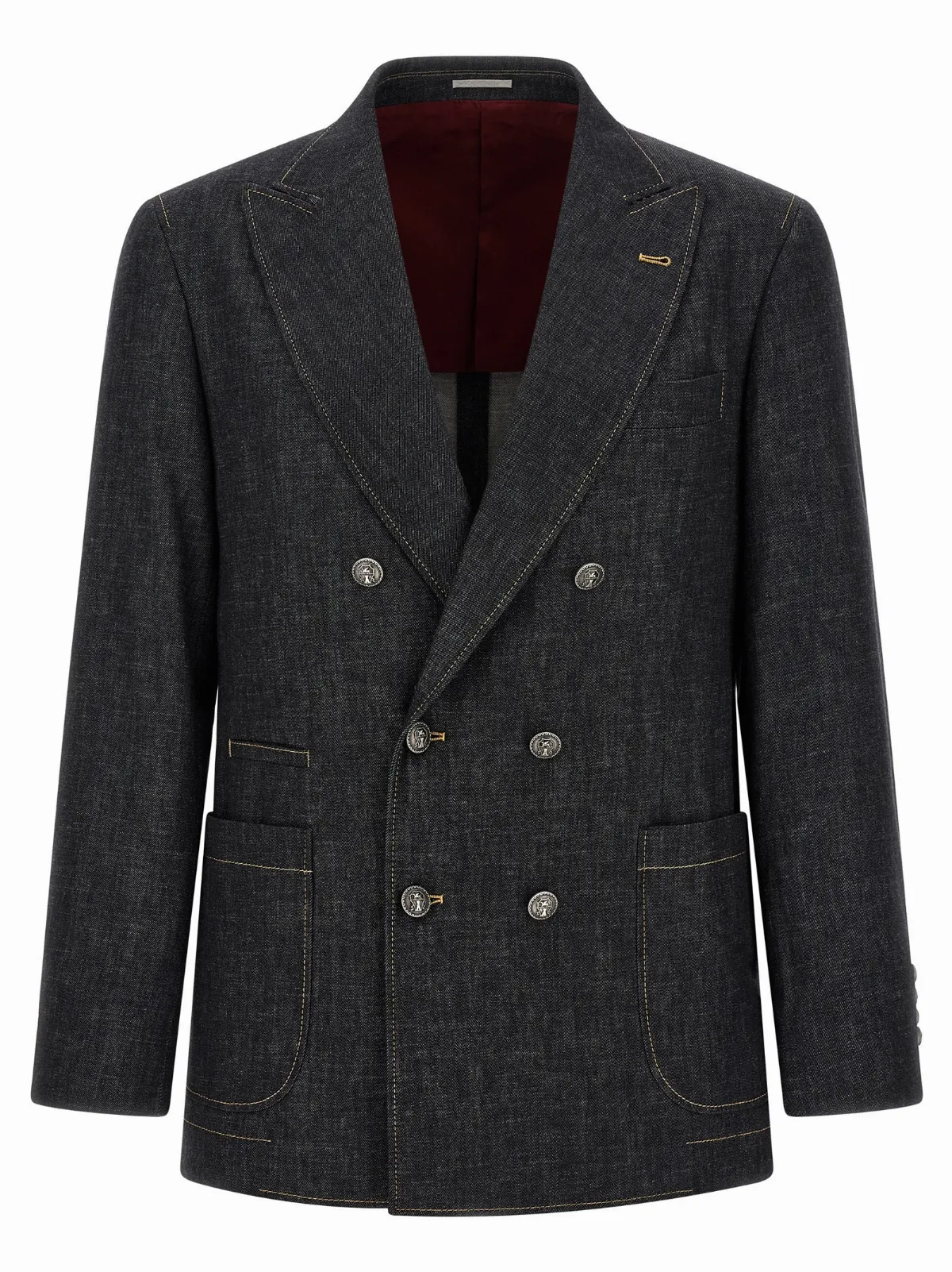 Double-Breasted Denim Blazer