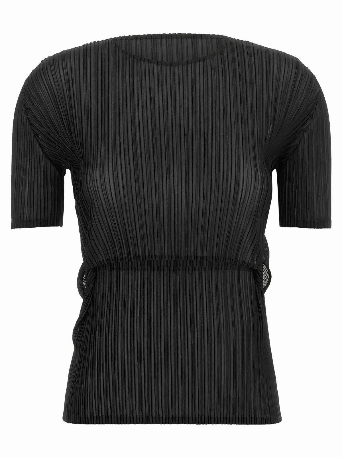 Sheer Slit Pleats Blouse