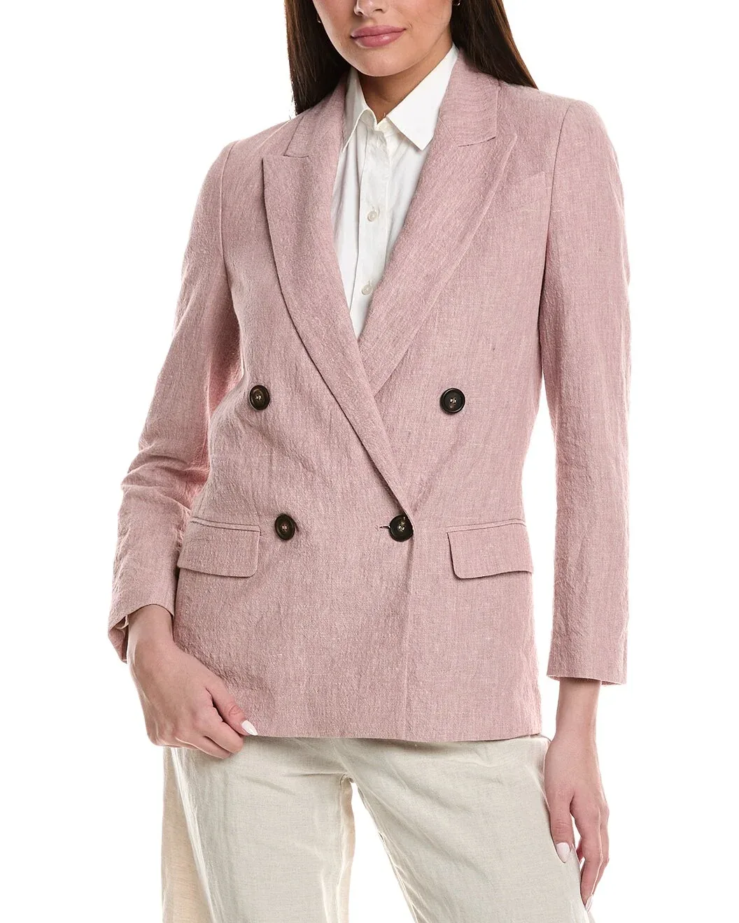 Double-Breasted Linen Blazer by BRUNELLO CUCINELLI