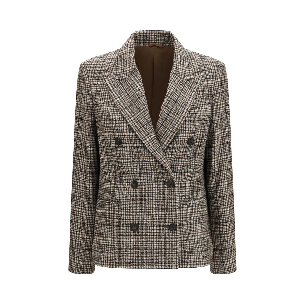Alpaca-Wool Check Blazer