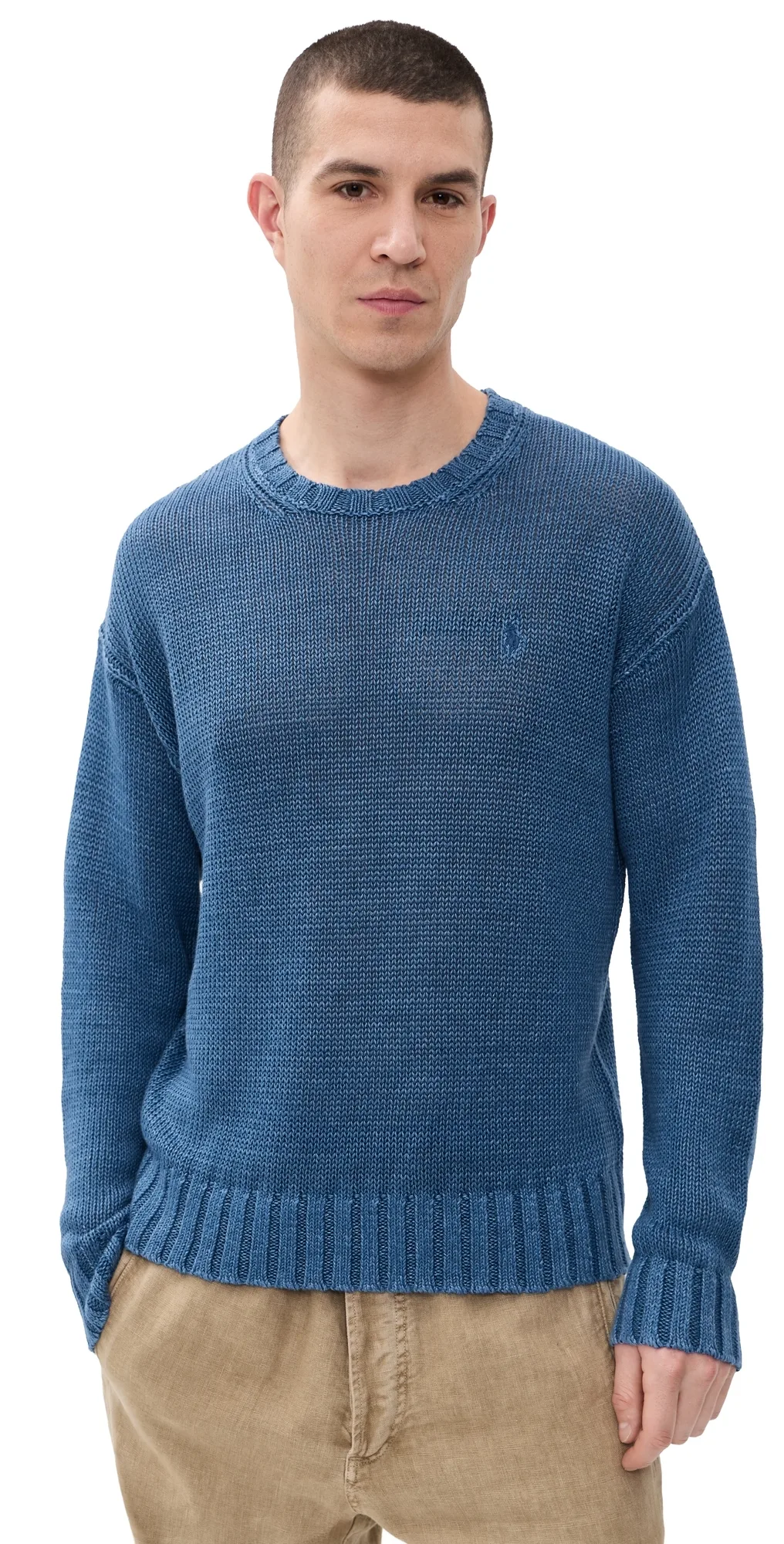 Garment Dyed Jersey Linen Rollneck Sweater