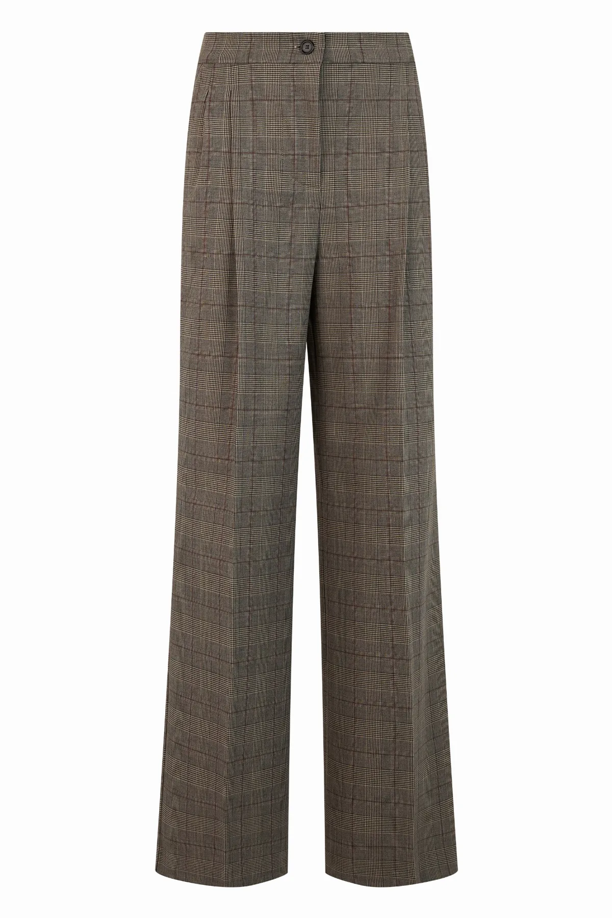Wide-Leg Checked Trousers