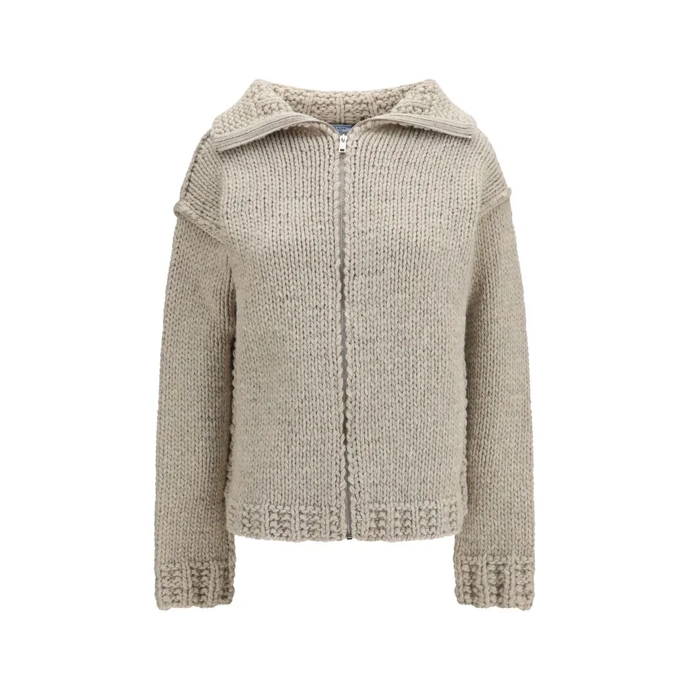 Hand-Embroidered Wool Knit Cardigan