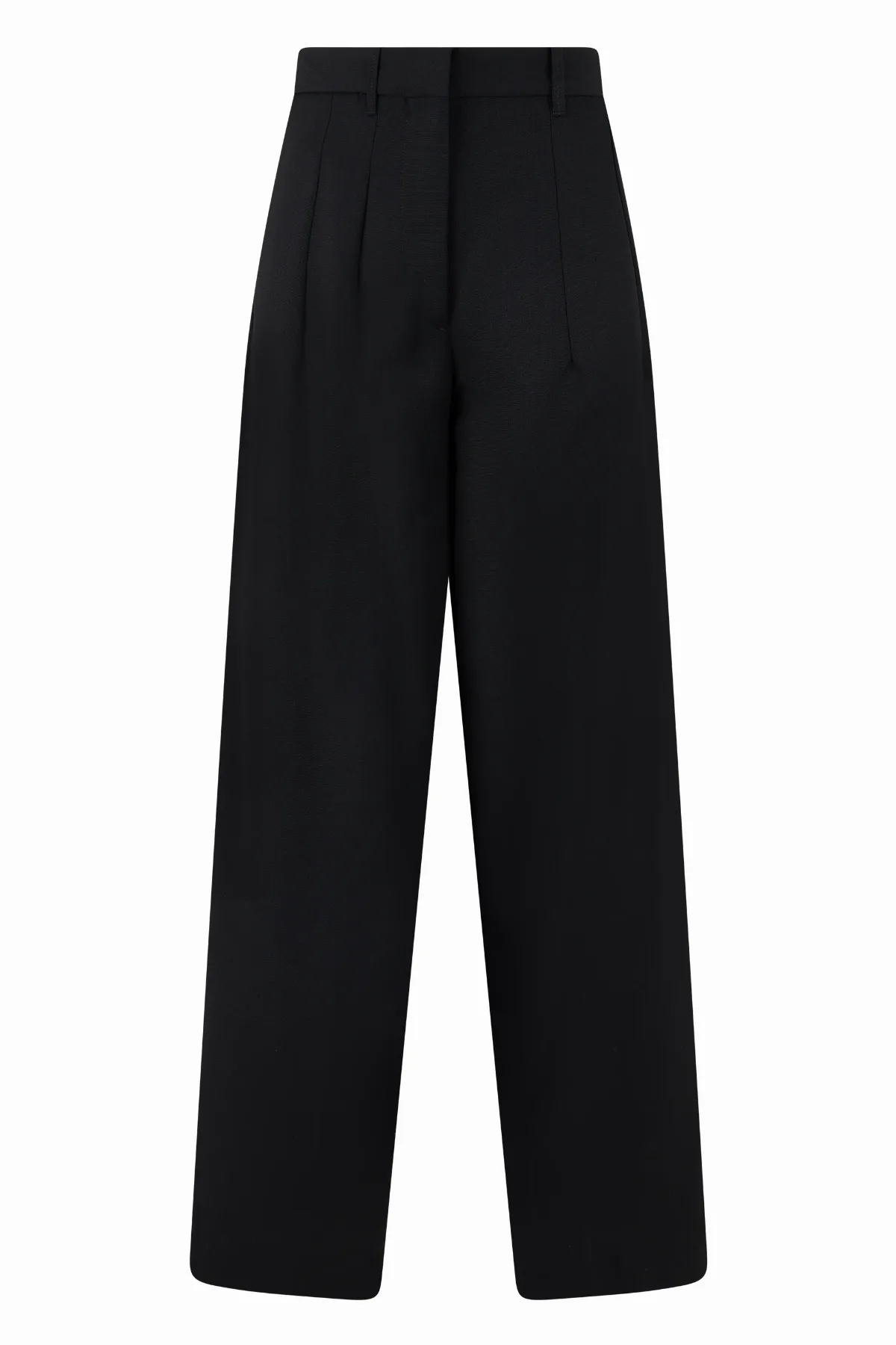 Wide-Leg Pleated Wool Trousers