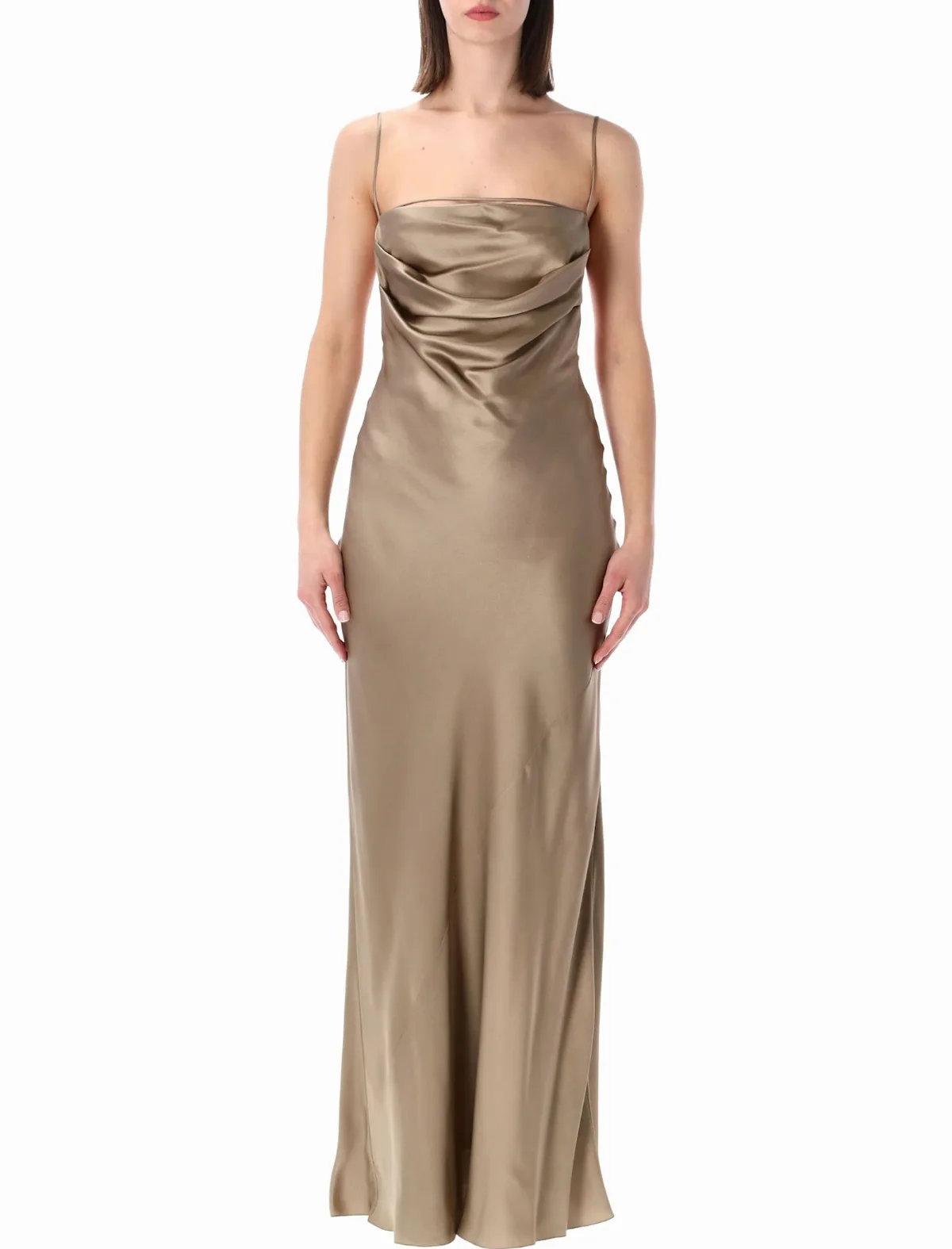 Backless Cowl Silk Satin Dress