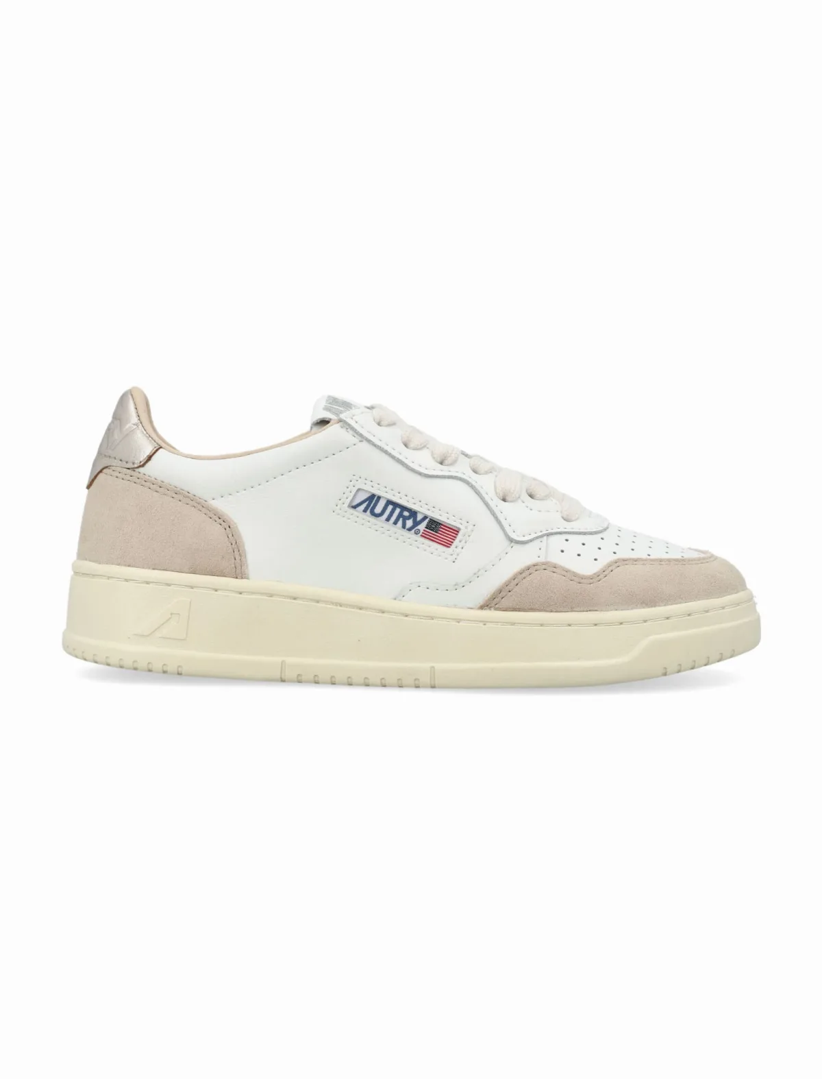 Medalist Leather And Suede Low Womans Sneakers - White Gold