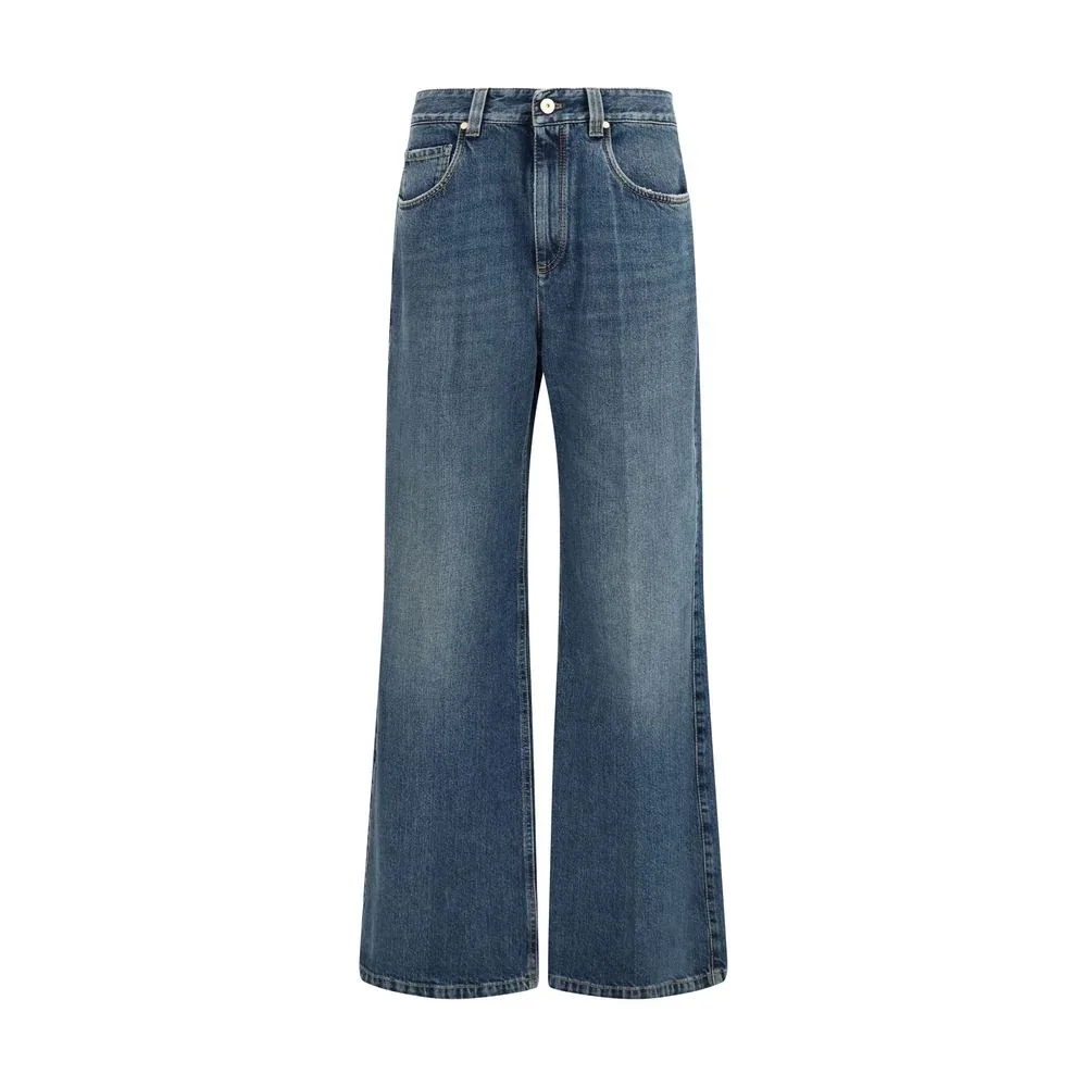 Monili-Embellished Cotton Jeans