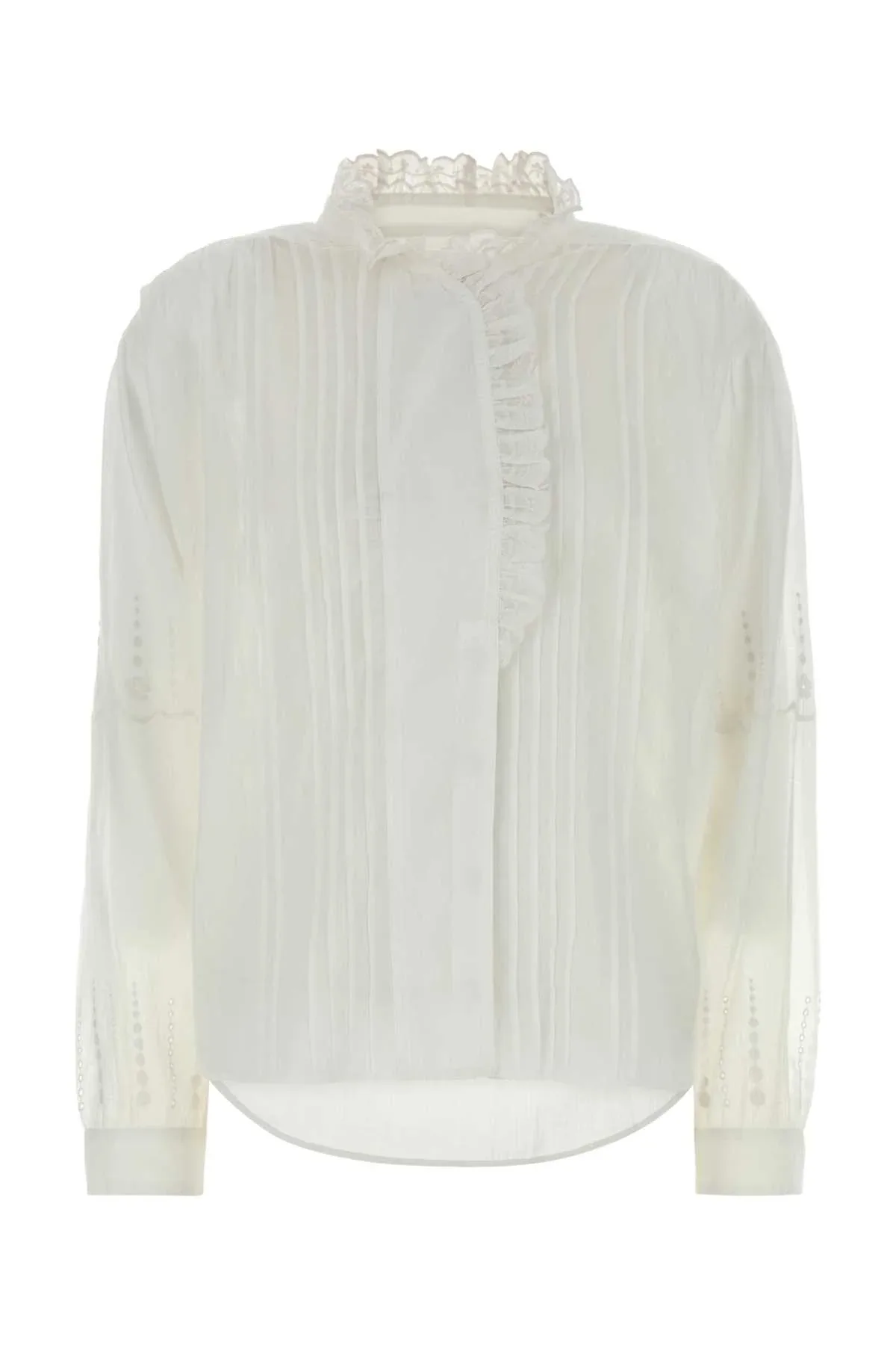 Ruffled Pleated Cotton Shirt