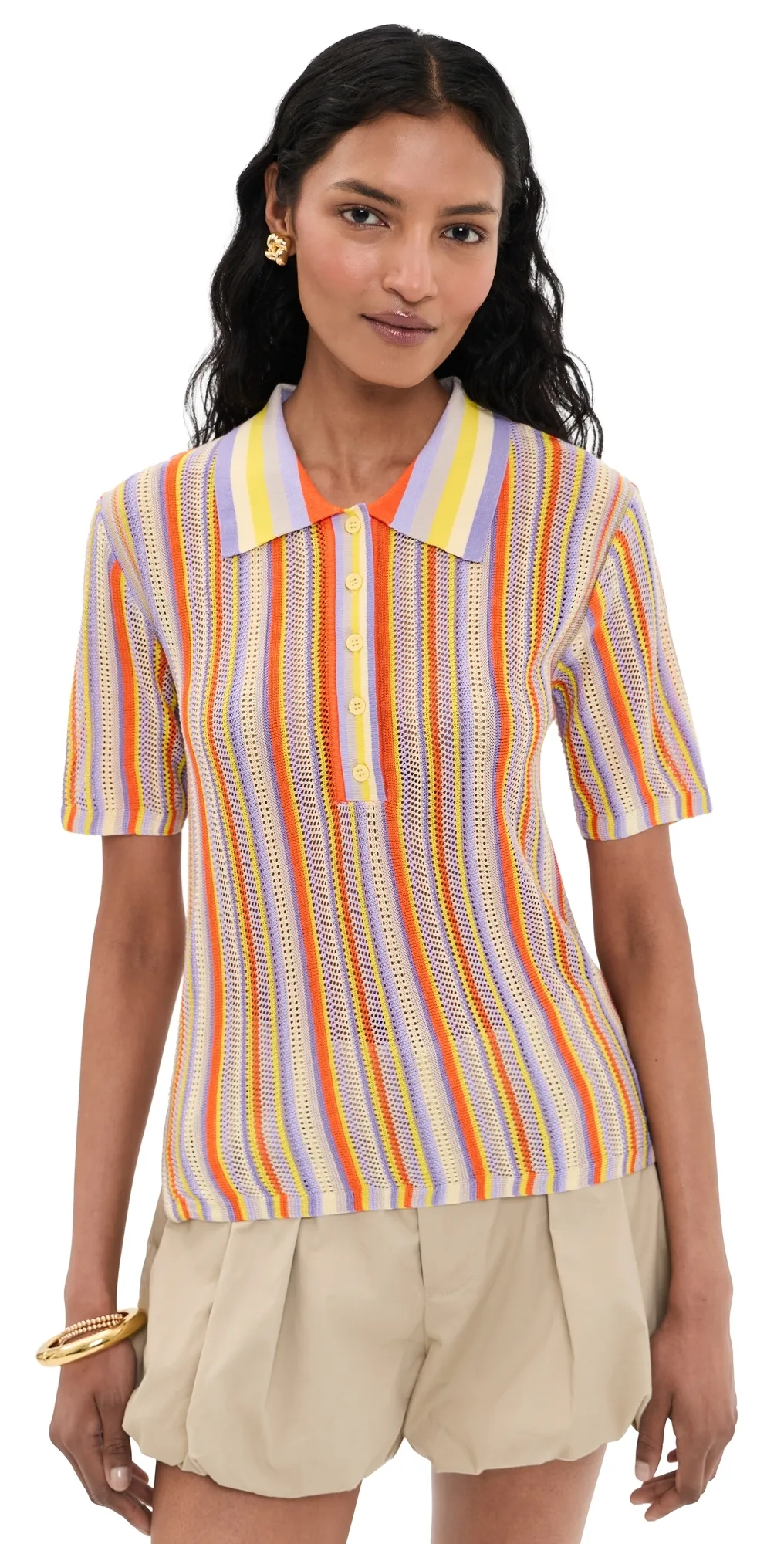 Stripe Sweater Collar Shirt by Susana Monaco