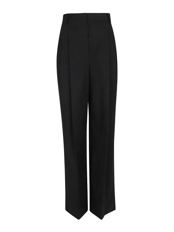 Wide-Leg Wool Blend Trousers