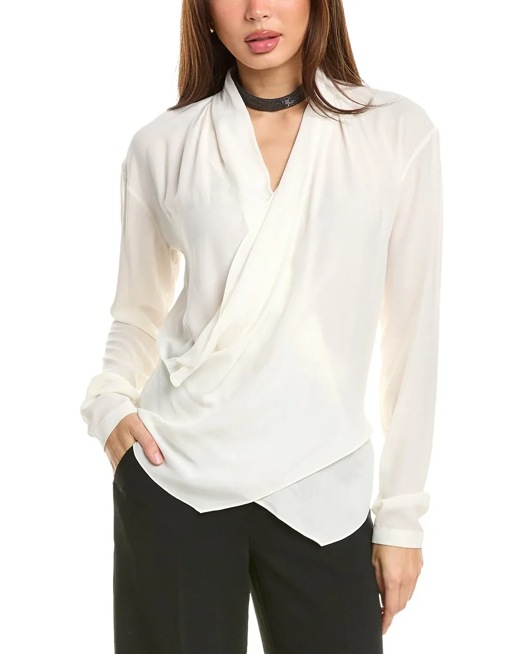 Draped Silk Blouse