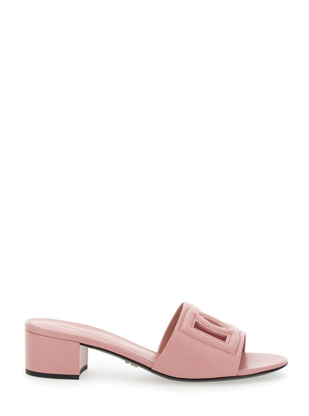 Pink Low Heel Mules With Dg Millennials In Smooth Leather For Women by Dolce & Gabbana