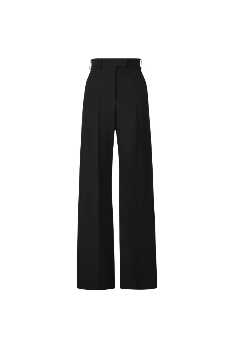 Solid Mid-Rise Loose Straight Trousers