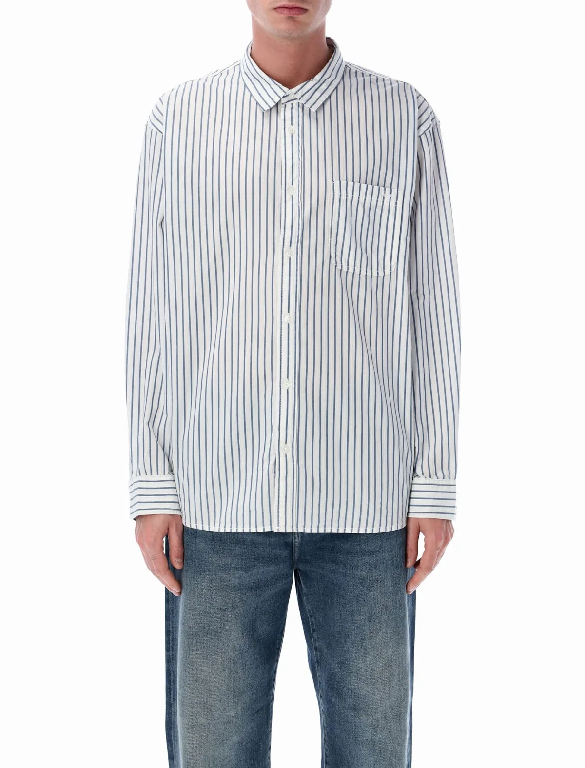 White Premium Dobby Stripe Long Sleeve Shirt