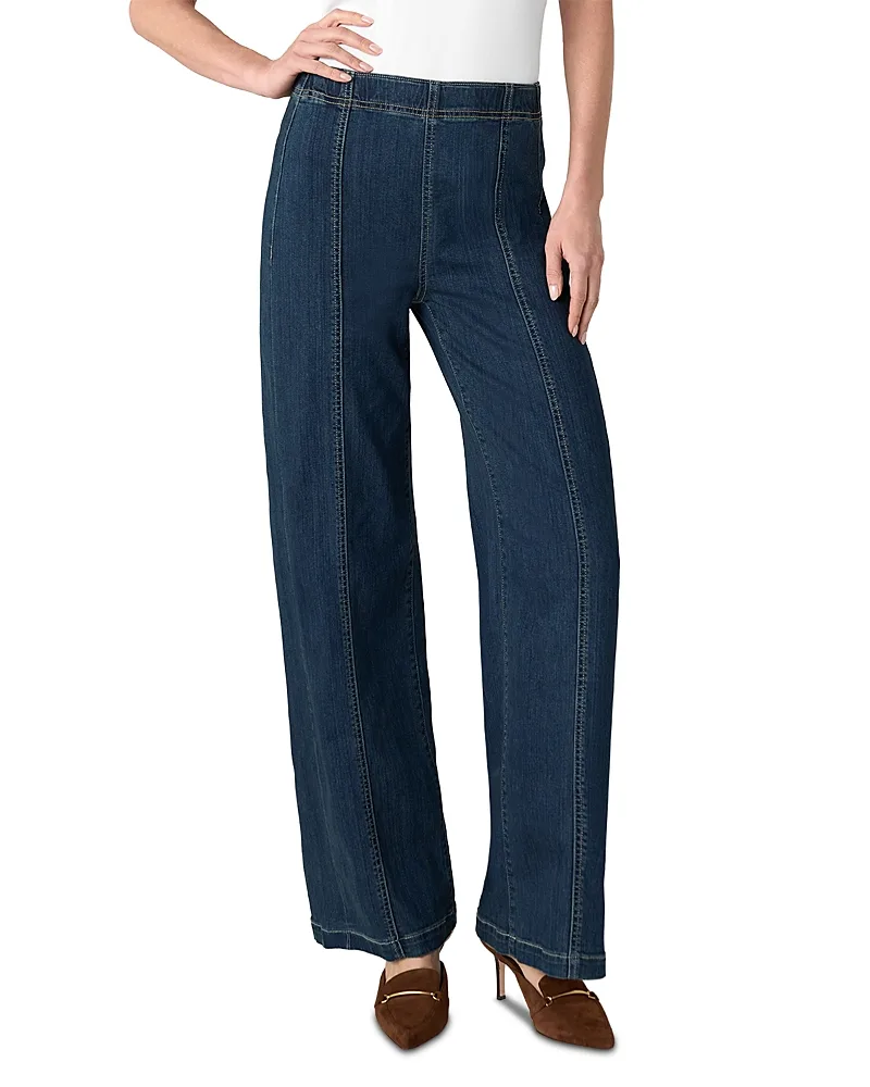High Rise Pull on Wide Leg Jeans in Crosswind