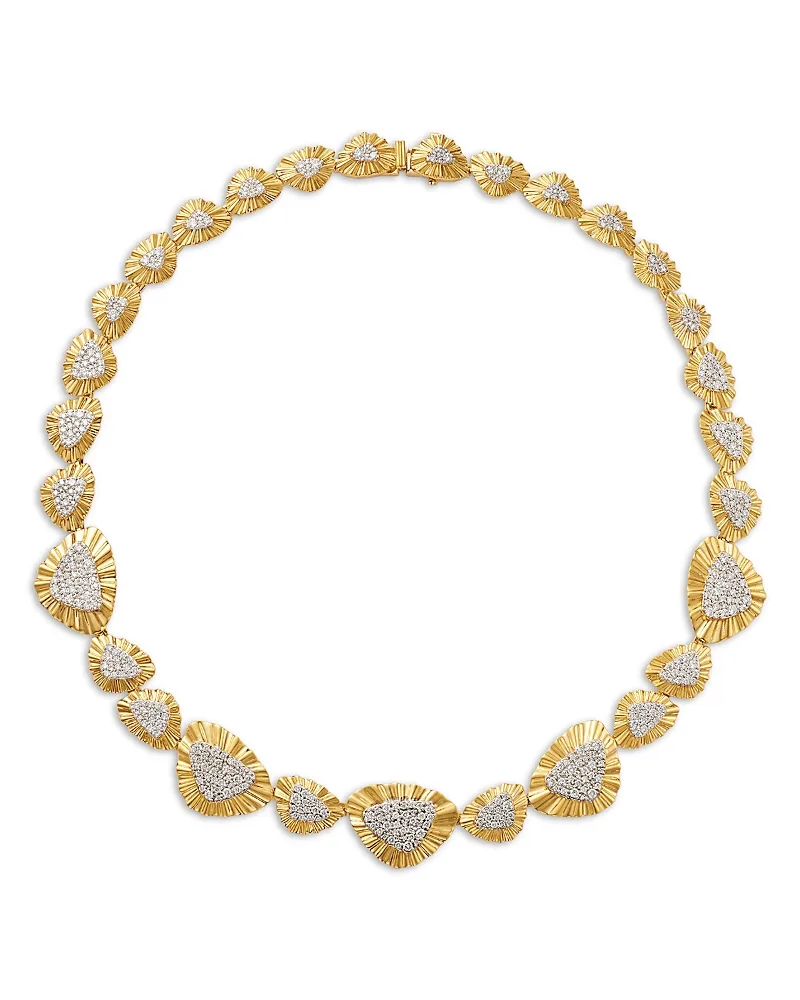Diamond Pave Textured Collar Necklace in 14K Yellow Gold, 5.0 Tcw