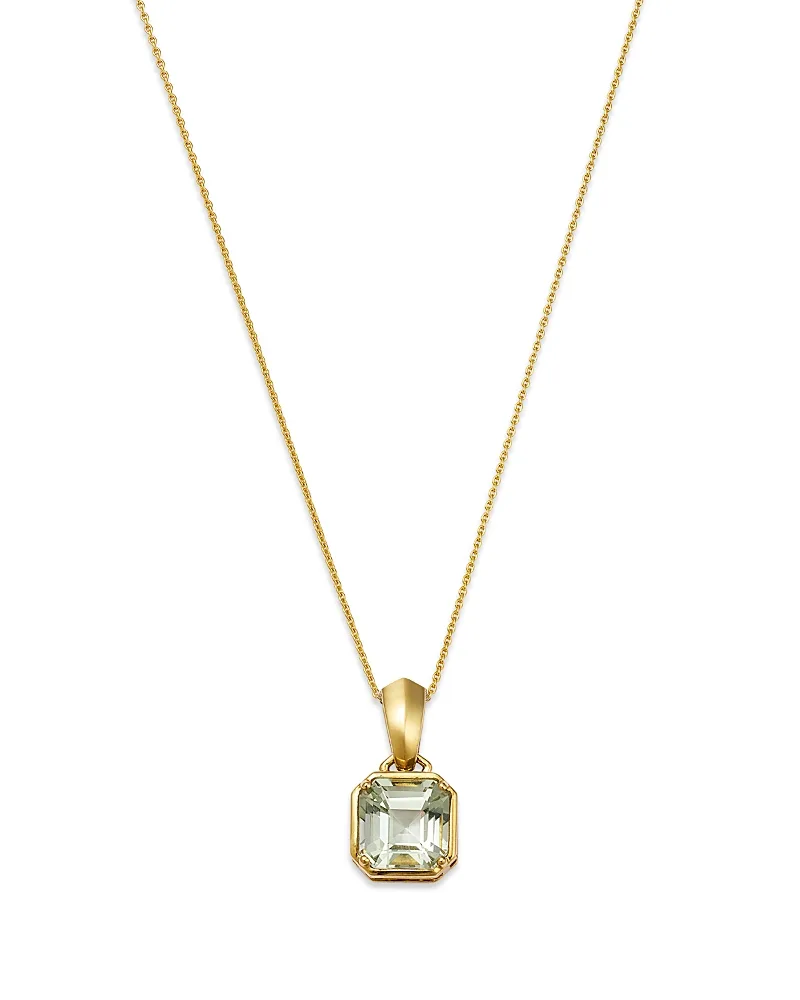 Prasiolite Pendant Necklace in 14K Yellow Gold, 18"