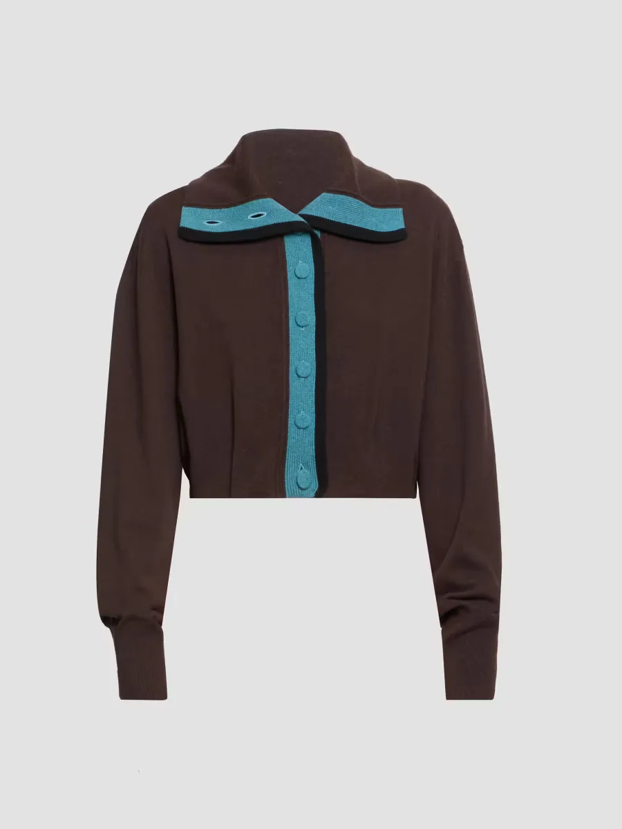 Tigre Bis Contrast-Placket Cashmere Cardigan