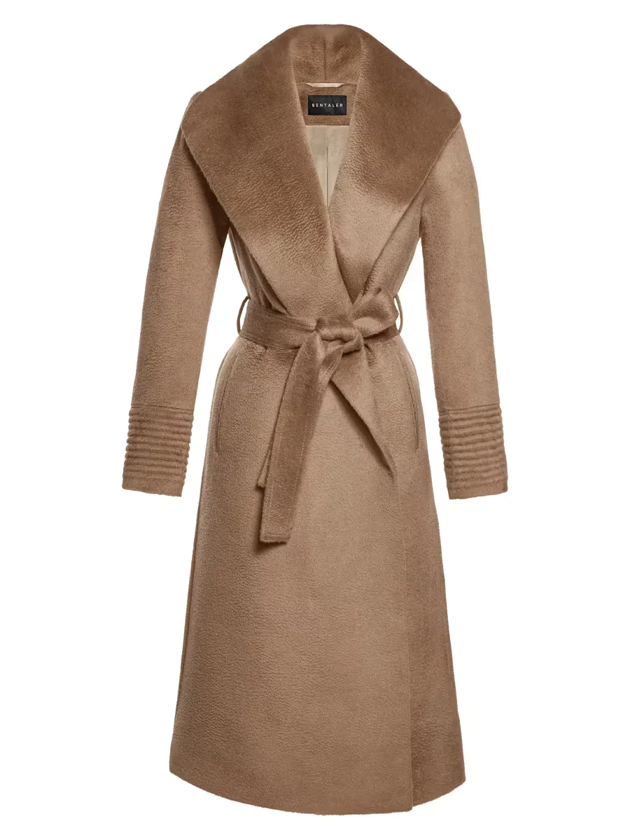 Belted Alpaca-Blend Wrap Coat