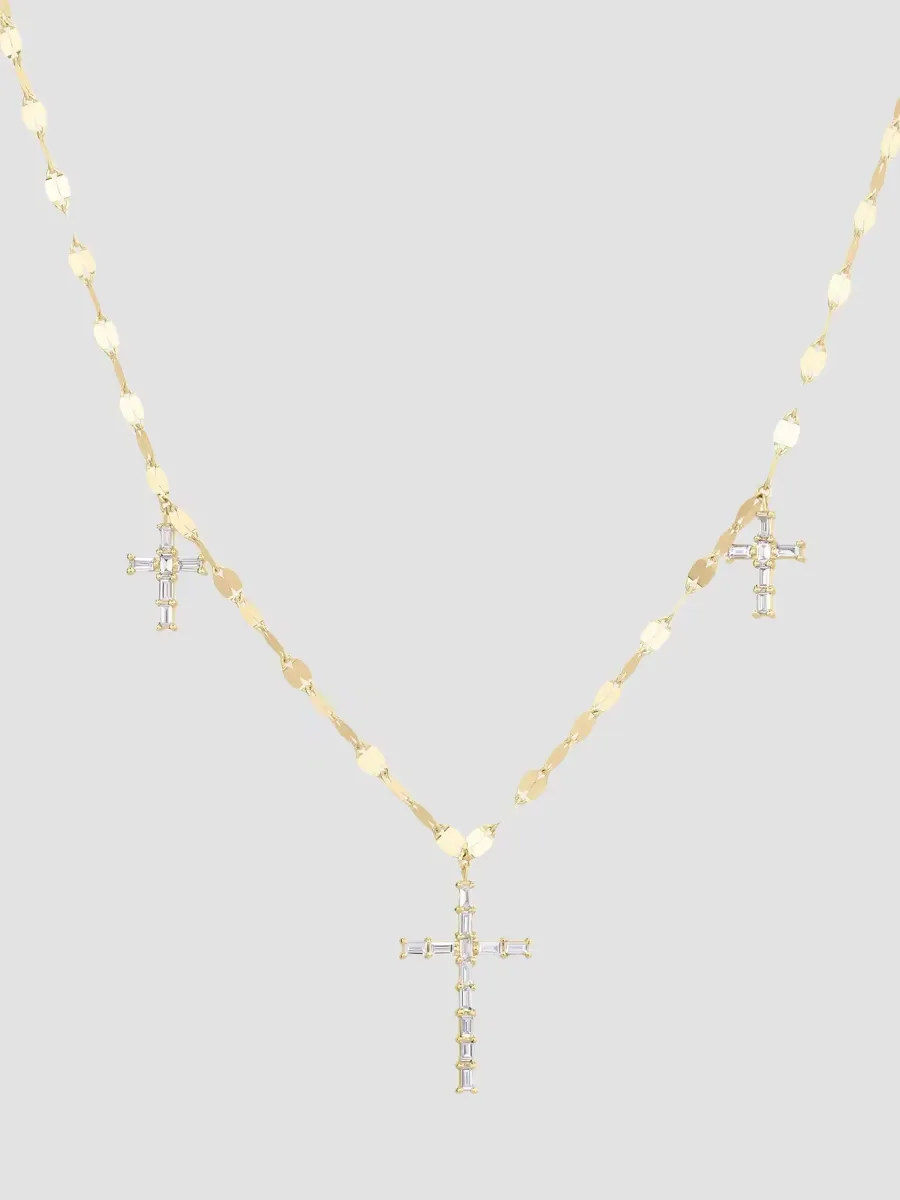 14K Yellow Gold & 0.55 TCW Diamond Cross Pendant Necklace