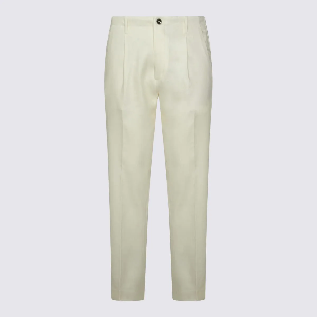 White Linen Blend Pants
