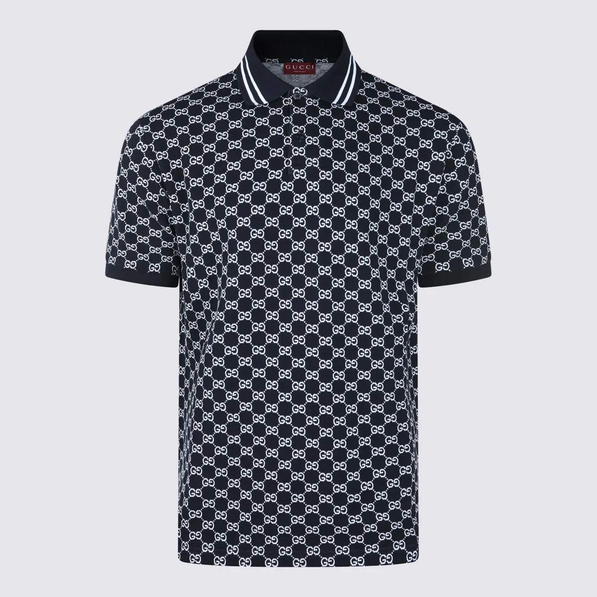 Navy Cotton Gg Polo Shirt by Gucci