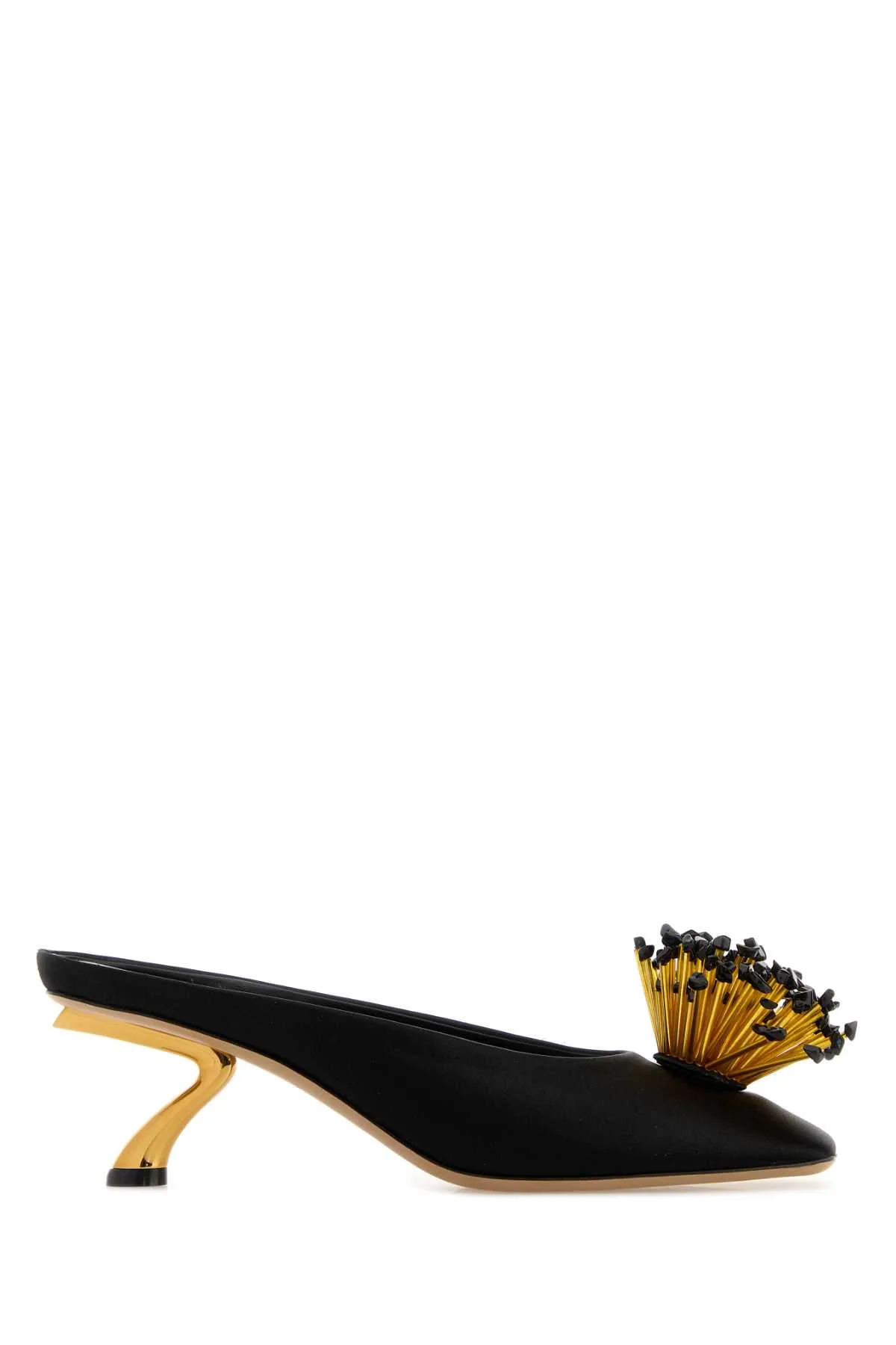 Black Satin Safi Mules