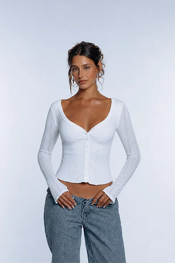 Staple & Hue Pointelle Cardi Top