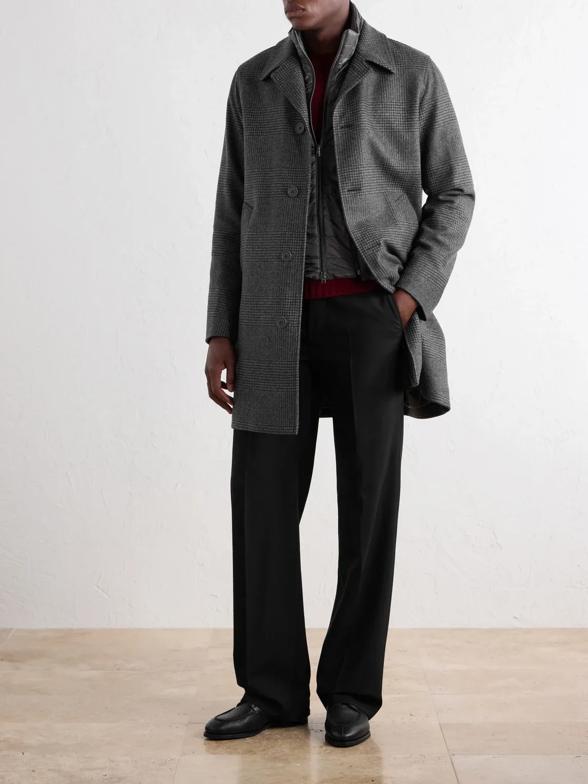 Padded Wool-Blend Tweed Coat