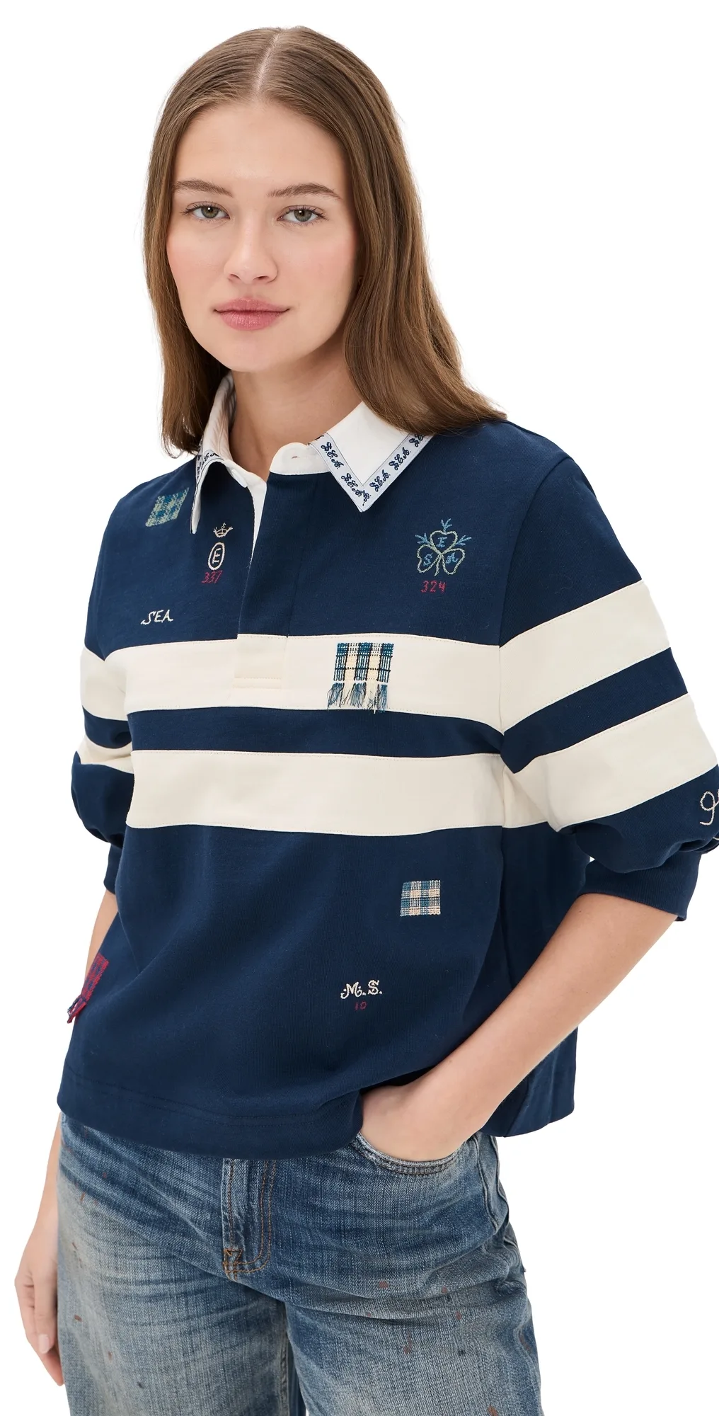 Claira Embroidered Rugby Shirt by Sea