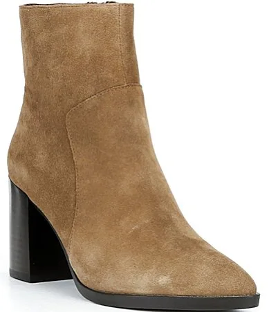 Duncann Suede Block Heel Ankle Booties