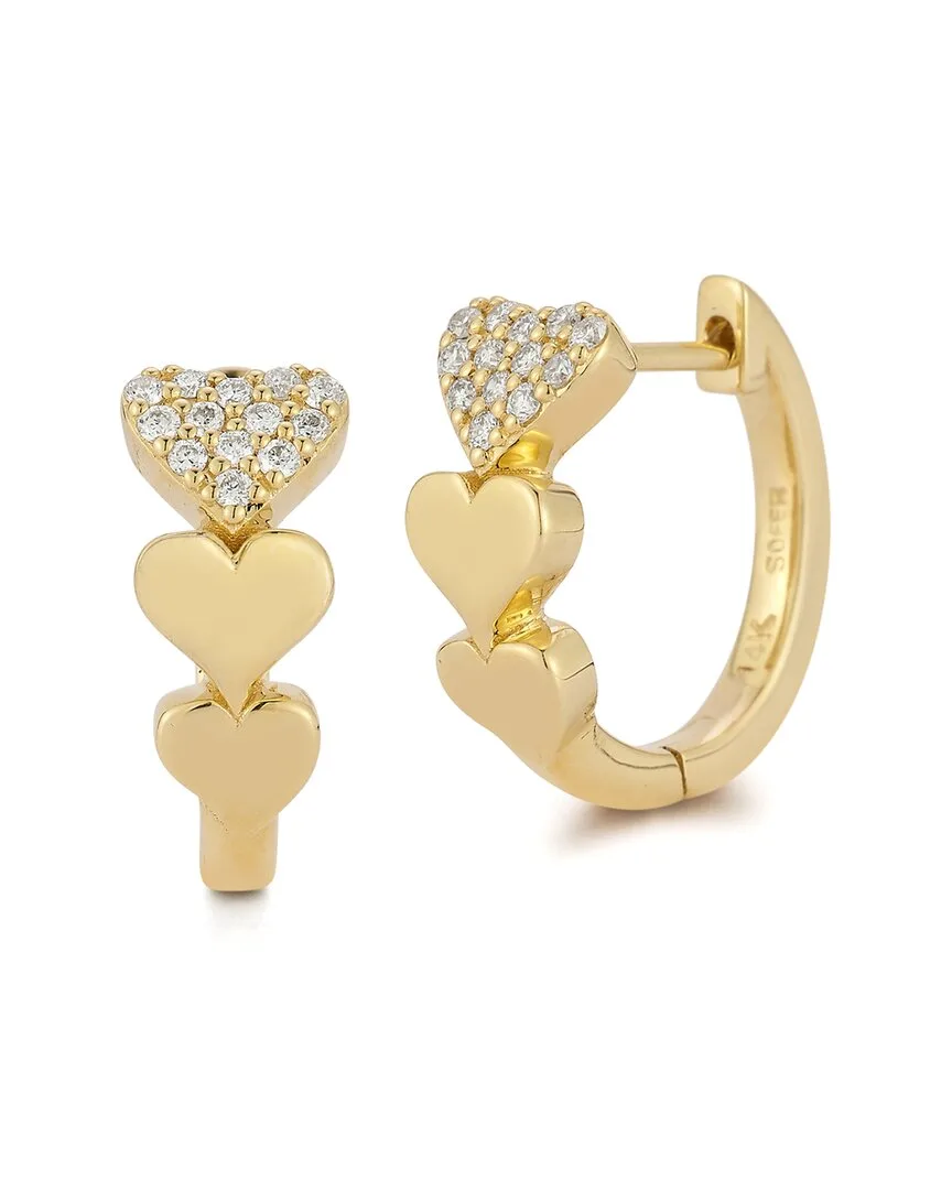 14K 0.13 ct. tw. Diamond Graduated Heart Huggie Earrings