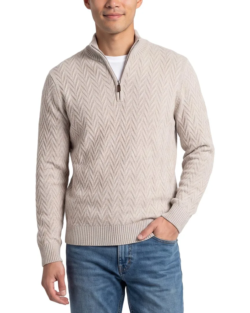 100% Cashmere Cable 1/4-Zip Sweater
