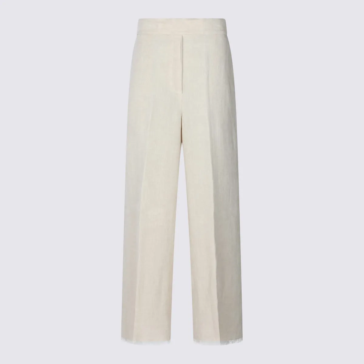 Beige Linen Wide Pants by Antonelli