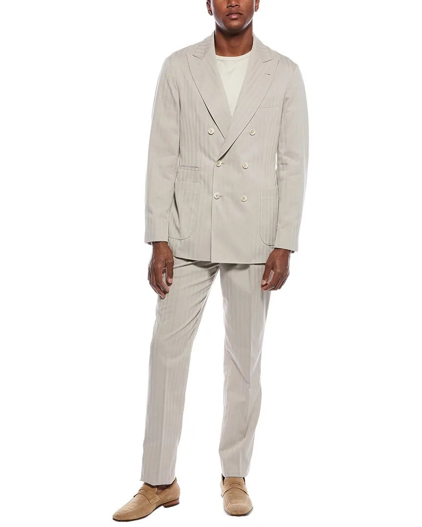 2Pc Silk-Blend Suit with Pleated Pant