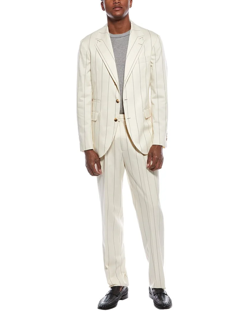 2Pc Wool-Blend Suit with Pleated Pant