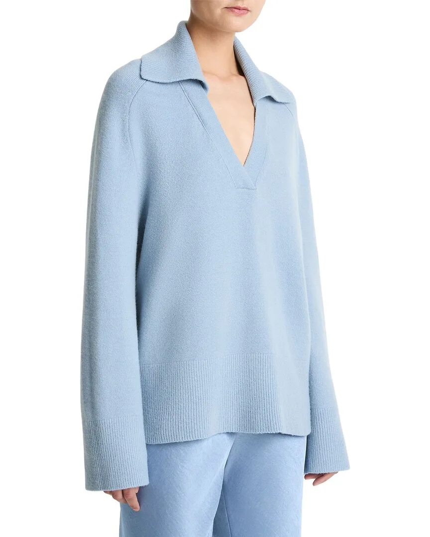 Oversized Wool & Cashmere-Blend Polo Sweater