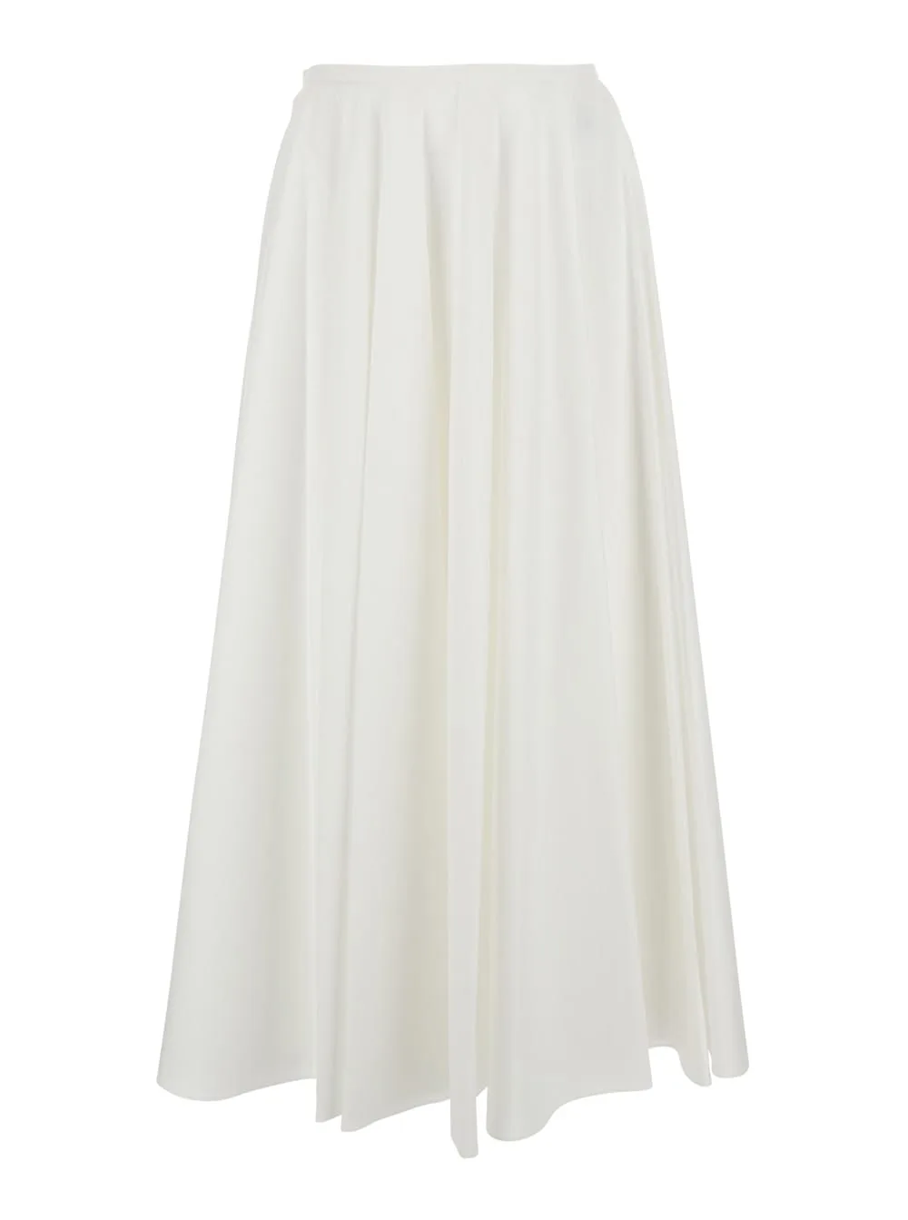 White circular Skirt With Flared Design In Cotton For Women
