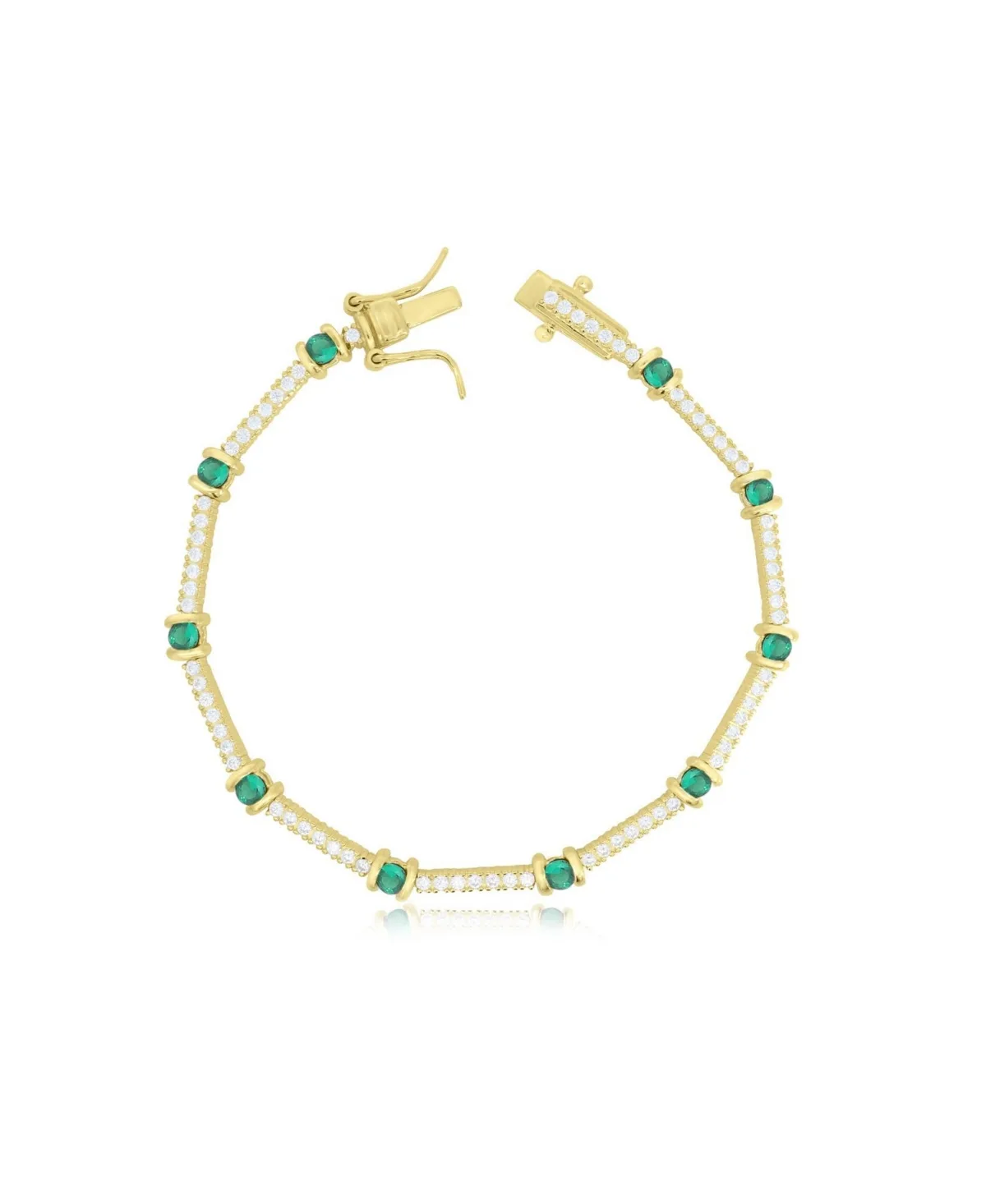 Green and White Cubic Zirconia Station Tennis Bracelet