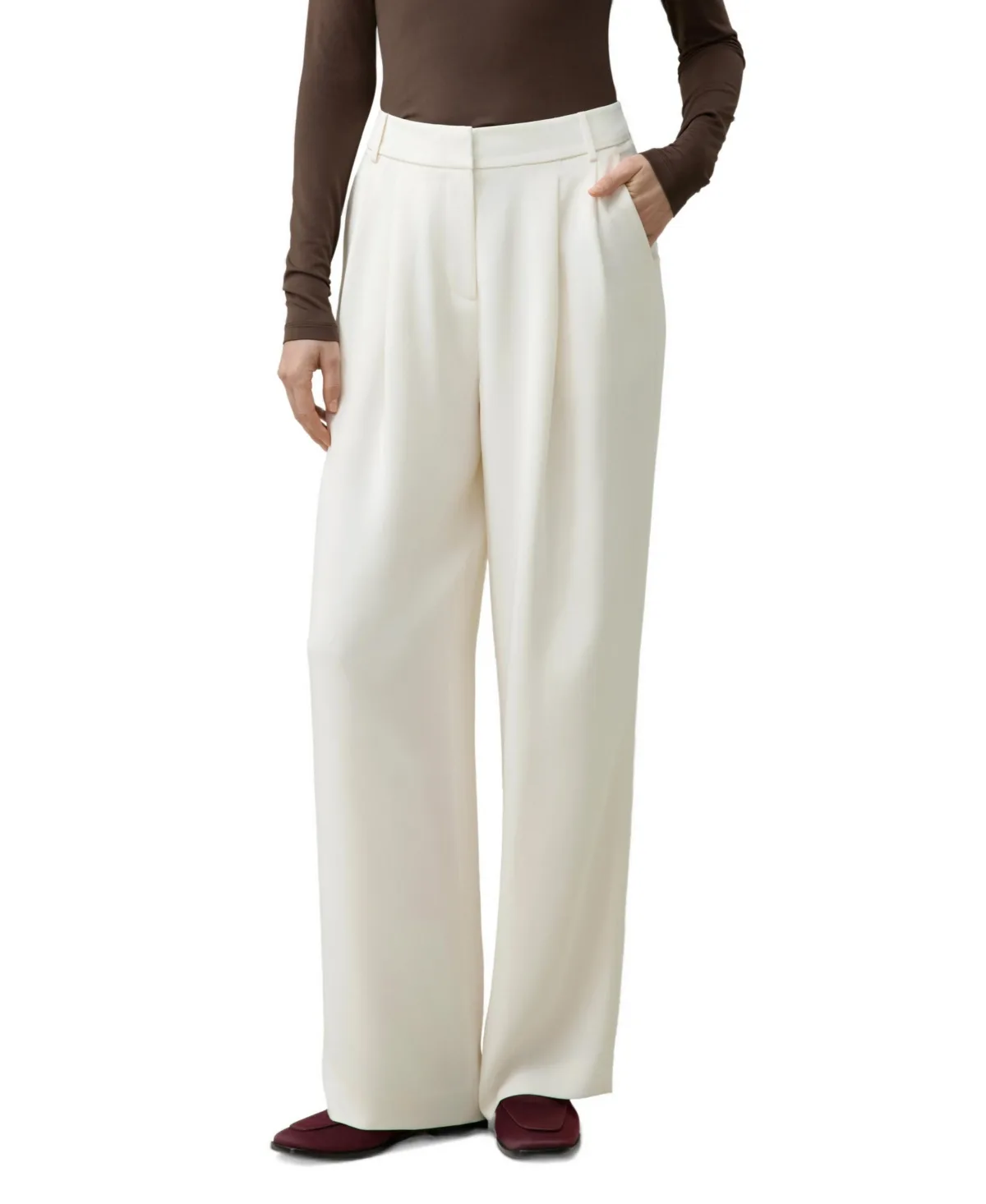 Silk Crepe Mid-Rise Straight-Leg Trousers by Lilysilk