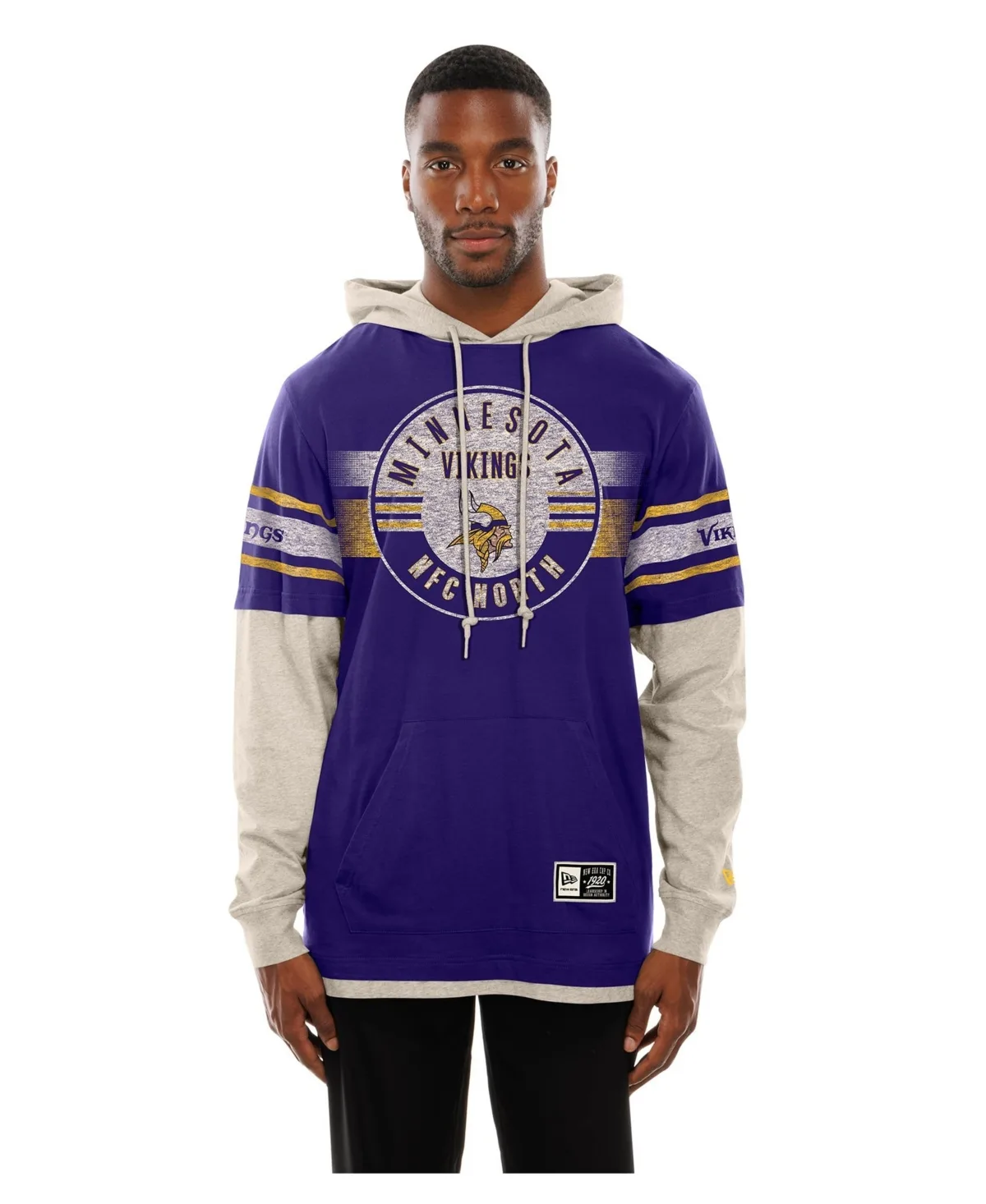 Minnesota Vikings Twofer Layered Long-Sleeve Hooded T-Shirt by New Era