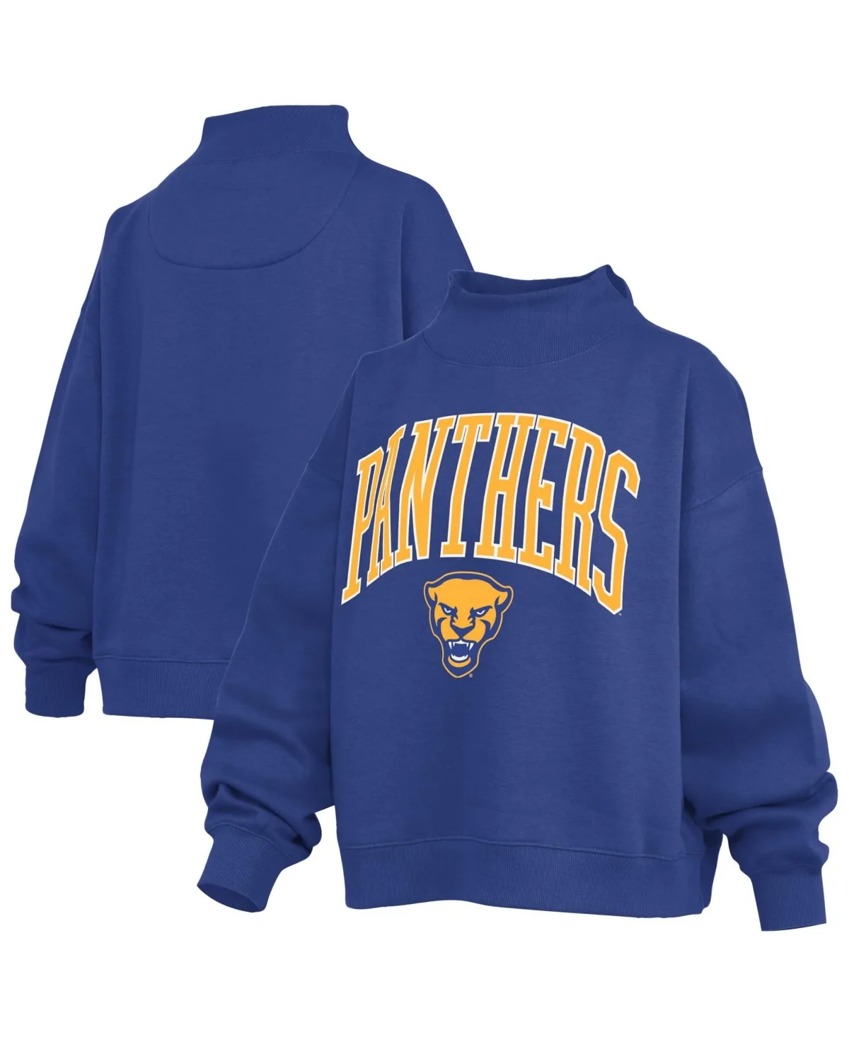 Pitt Panthers Oversized Slogan Fleece Mock Neck Sweatshirt by Pressbox