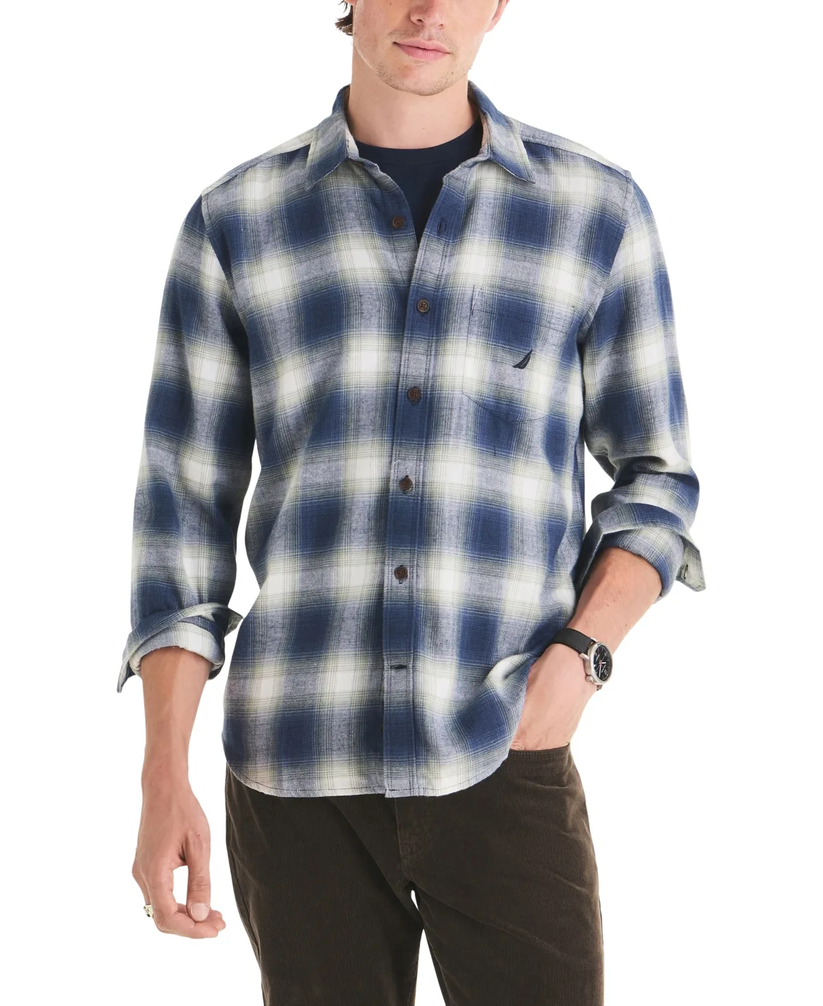 Long-Sleeve Plaid Flannel Shirt by Nautica