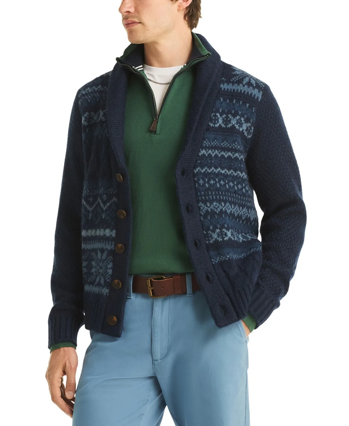 Fair Isle Shawl Collar Classic-Fit Cardigan by Nautica