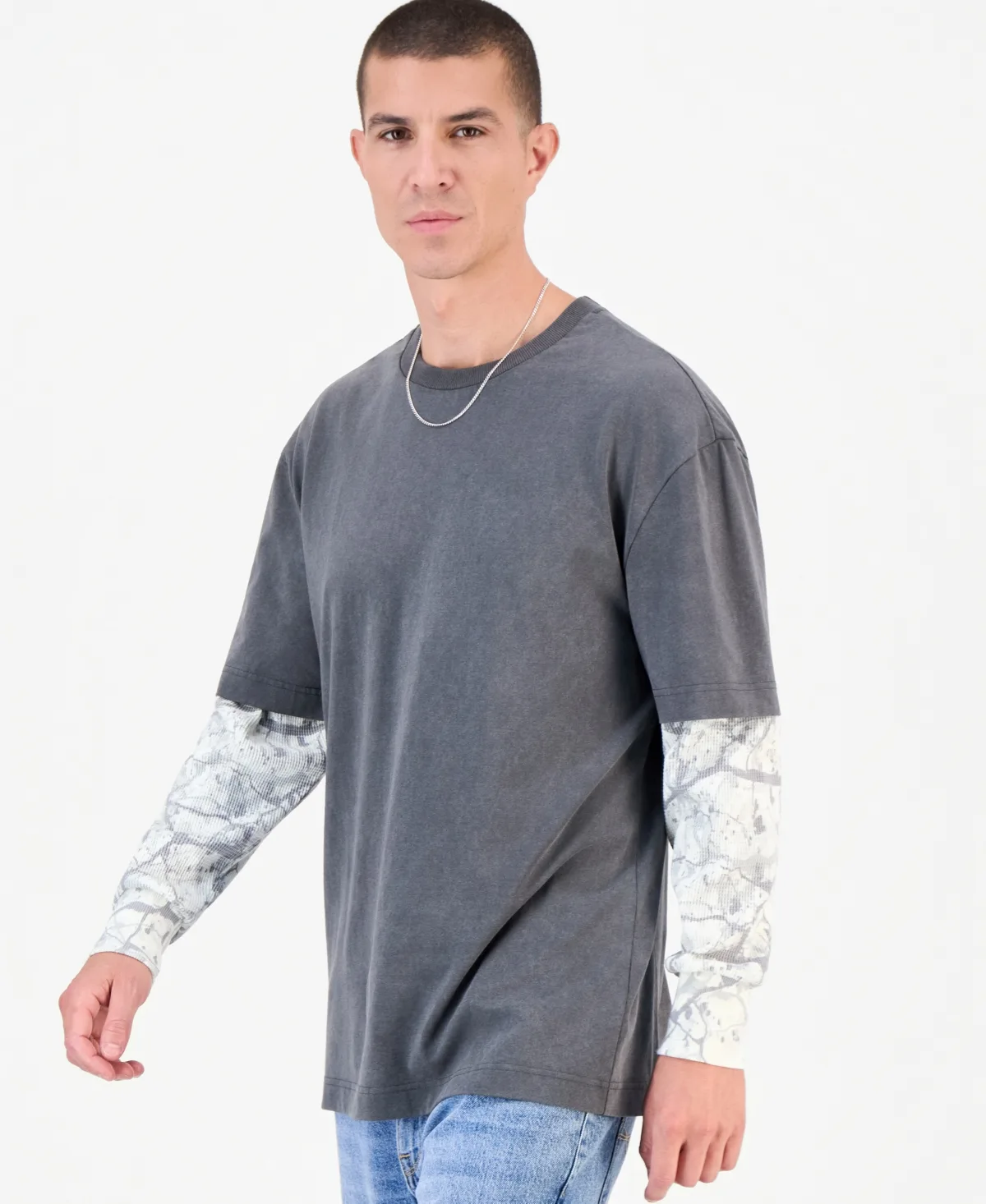 Camo Thermal Sleeves Long Sleeve Crewneck T-Shirt by Hollywood