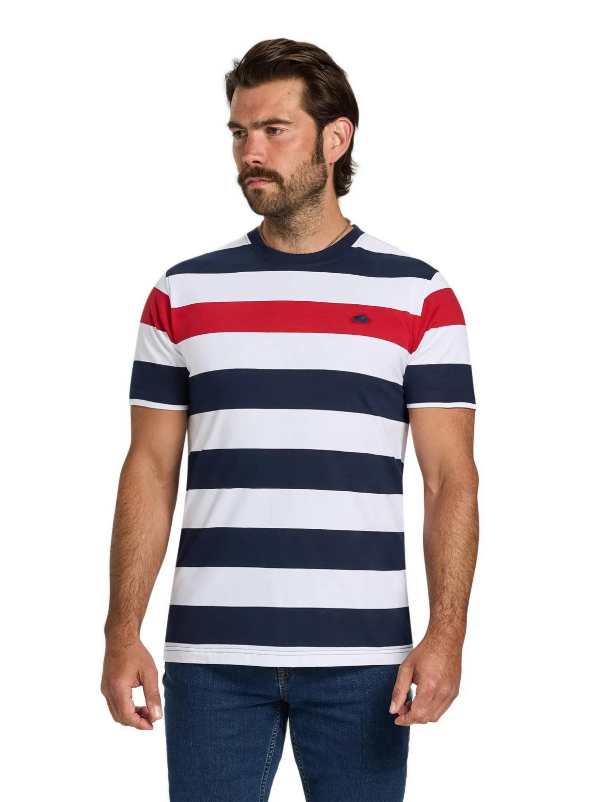 Contrast Chest Stripe T-Shirt by Raging Bull