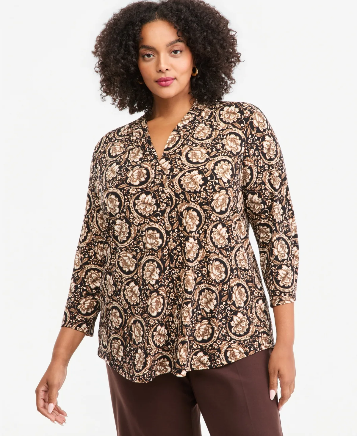 V-Neck 3/4-Sleeve Top by JM Collection