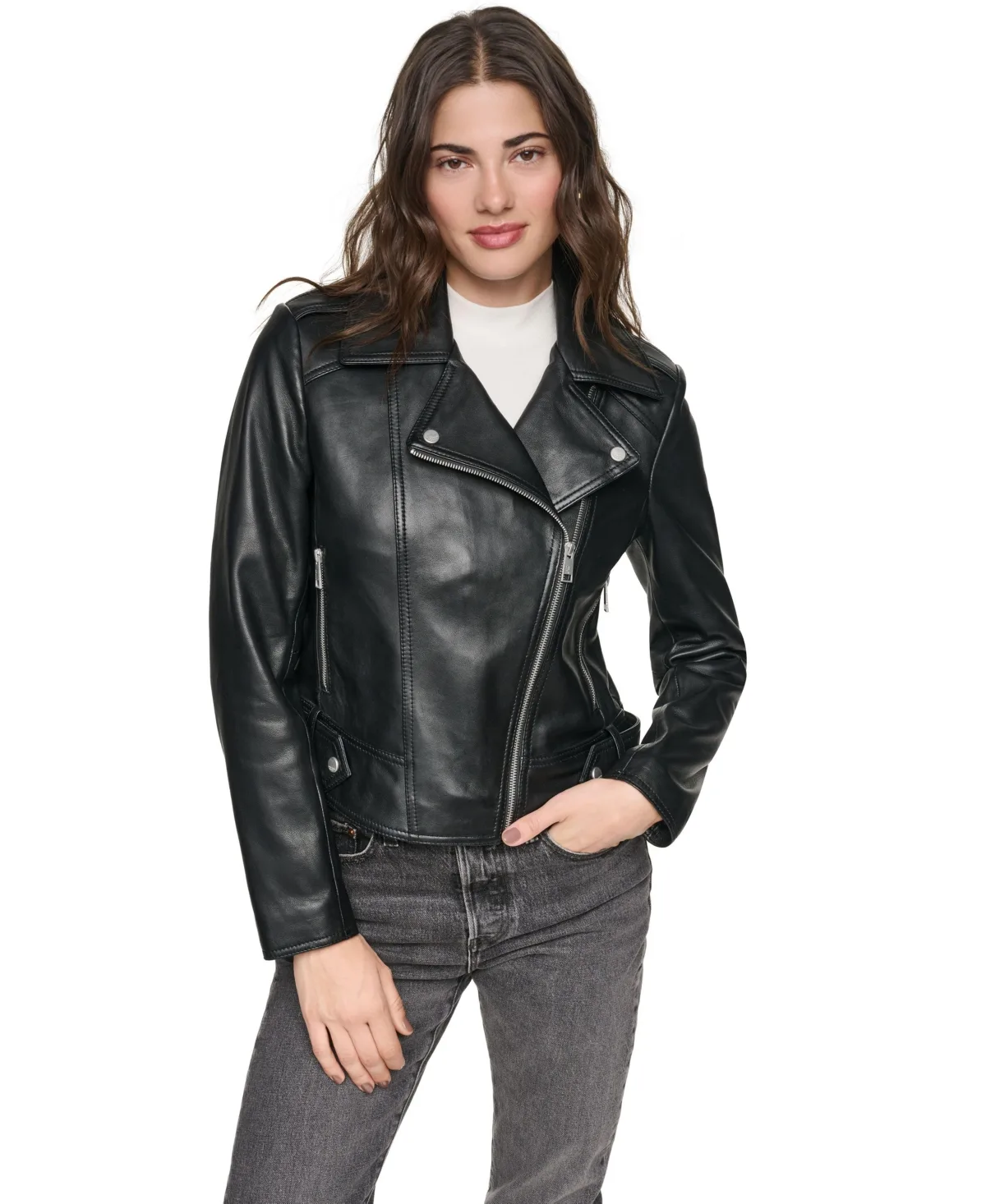 LeCroy Fitted Moto Leather Jacket by Andrew Marc